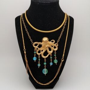 381MIDALANE The Kraken Emerald Gemstone Necklace Set